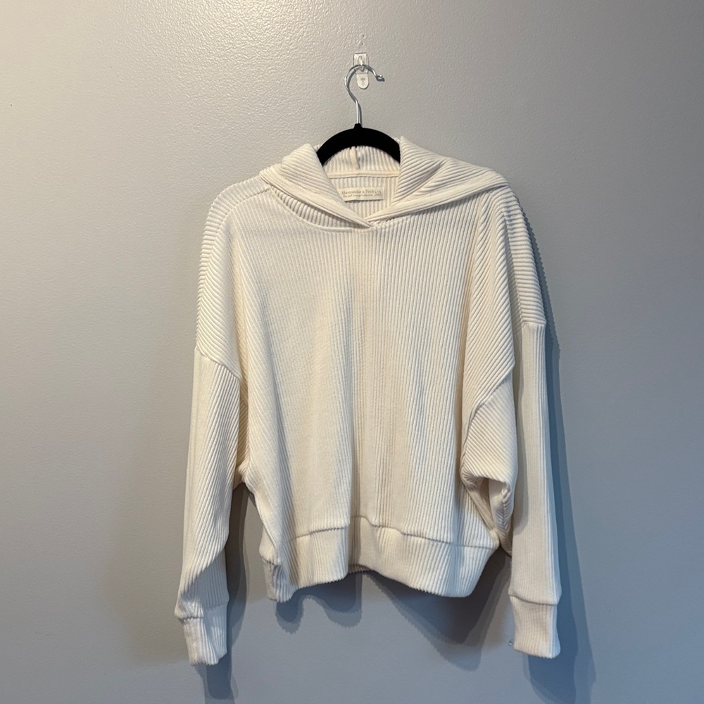 Abercrombie & Fitch Off-White Ribbed Hoodie